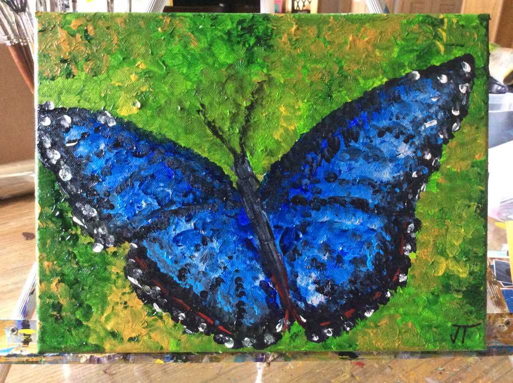 Blue Black Butterfly Painting